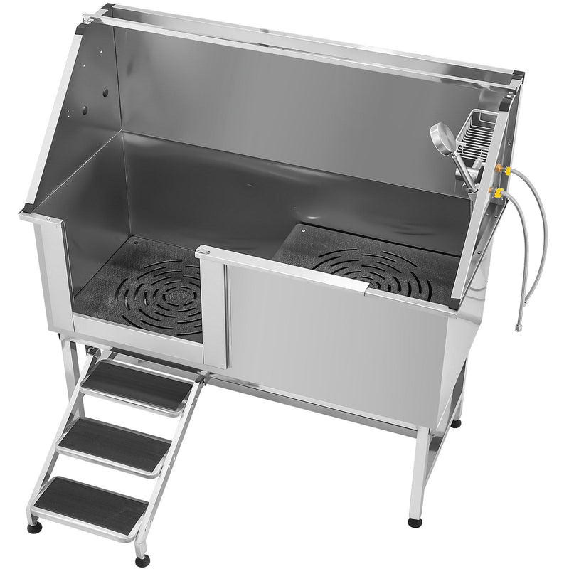 Stainless Steel Dog Bath Tub 157cm Pet Grooming Station Stairs Faucet