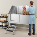 Stainless Steel Dog Bath Tub 157cm Pet Grooming Station Stairs Faucet