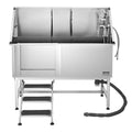 Stainless Steel Dog Bath Tub 157cm Pet Grooming Station Stairs Faucet