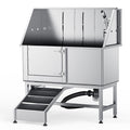1.57M Pet Dog Bathing Station w/Ramp, Professional Stainless Steel Dog Grooming Tub w/ Soap Box, Faucet,Rich Accessory,Bathtub for Large,Medium,Small Pets, Washing Sink for Home(Left)