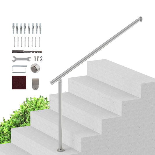 Deck Railing Kit 120cm Silver Outdoor Steps Handrails Wall Mount