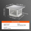 Chimney Cap 304.8x304.8mm 304 Stainless Steel Fireplace Cover