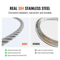 Wire Rope Kit, 1.59 mm 100.6 m 304 Stainless Steel Cable with 80 Sleeves and 20 Thimbles, 2KN Breaking Strength, 7 x 7 Strands Marine Aircraft Grade for Handrail Stair Decking Fence Outdoors