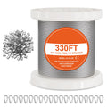 Wire Rope Kit, 1.59 mm 100.6 m 304 Stainless Steel Cable with 80 Sleeves and 20 Thimbles, 2KN Breaking Strength, 7 x 7 Strands Marine Aircraft Grade for Handrail Stair Decking Fence Outdoors