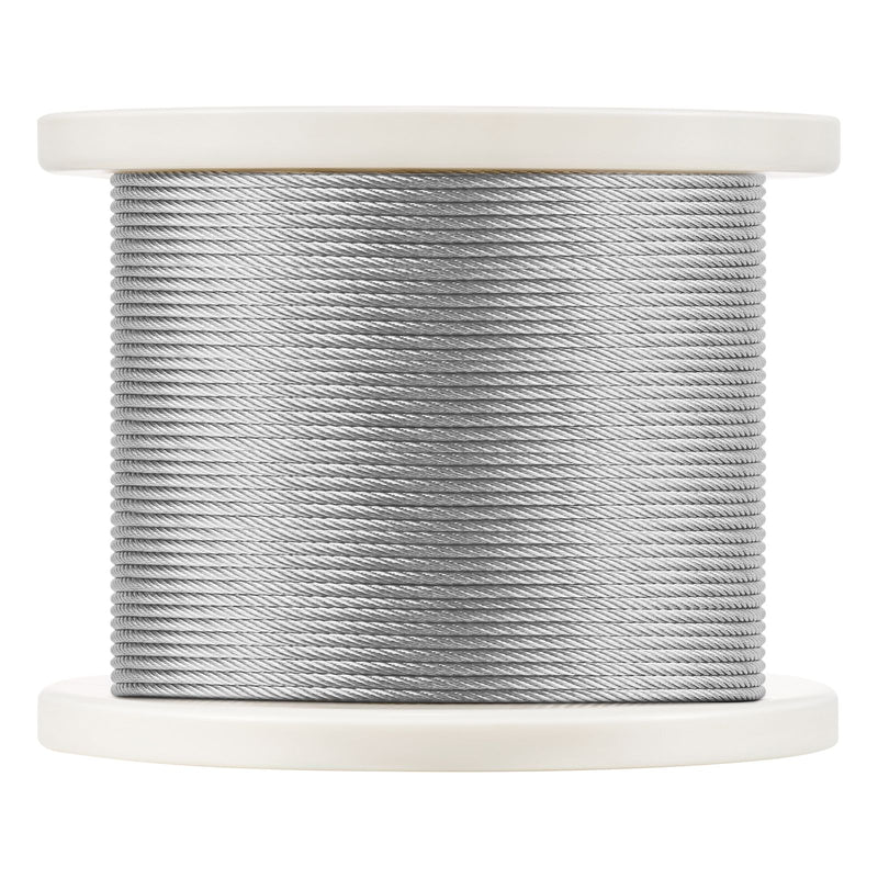 Wire Rope Kit, 3.18 mm 305 m 316 Stainless Steel Cable with Cutter and Gloves, 7.1KN Breaking Strength, 7x7 Strands Construction Marine Aircraft Grade for Handrail Stair Decking Fence Outdoors