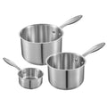 Stainless Steel Saucepan Set 3pc 1QT 2QT 3QT Nonstick Glass Lids