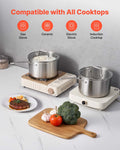 Stainless Steel Saucepan 4QT Nonstick Glass Lid Induction Oven