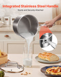 Stainless Steel Saucepan 4QT Nonstick Glass Lid Induction Oven