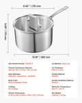 Stainless Steel Saucepan 4QT Nonstick Glass Lid Induction Oven