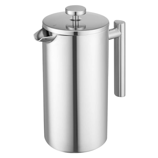 French Press Coffee Maker, 1.5 Liter Stainless Steel Coffee Press Tea Maker with Filter, Large Double Wall Insulated French Presses Cold Brew for Camping Travel Home Kitchen, Silver