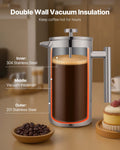 French Press 1.5L Stainless Steel Double Wall Coffee Maker Tea