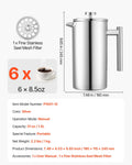 French Press 1.5L Stainless Steel Double Wall Coffee Maker Tea