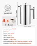 French Press 1L Stainless Steel Coffee Maker Double Wall Insulated