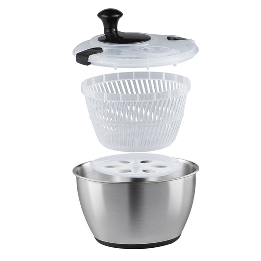 Stainless Steel Salad Spinner 4.5L One-Handed Press Vegetable