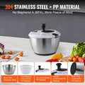 Stainless Steel Salad Spinner 4.5L One-Handed Press Vegetable