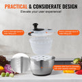 Stainless Steel Salad Spinner 4.5L One-Handed Press Vegetable
