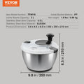 Stainless Steel Salad Spinner 4.5L One-Handed Press Vegetable