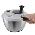 Stainless Steel Salad Spinner 4.5L One-Handed Press Vegetable