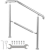 3 Step Railing Stainless Steel Transitional Handrail fit for Level Surface and 1 to 3 Steps Adjustable Stair Railing Indoor Outdoor Step Railings 220lb Capacity W/ Installation Kit Porch DIY