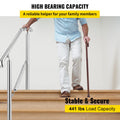 Stainless Steel 3 Step Railing 220lb Adjustable Stair Handrail Indoor