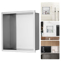 33.02 x 33.02 cm No Tile Shower Niche 304 Stainless Steel, Wall-Inserted Niche Recessed Double Shelves, Sealed Waterproof Rust-Resistant Modern Niche for Shower Bathroom Soap Storage, Silver