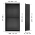 33.02 x 63.5 cm No Tile Shower Niche 304 Stainless Steel, Wall-Inserted Niche Recessed Double Shelves, Sealed Waterproof Rust-Resistant Modern Niche for Shower or Soap Storage Bathroom