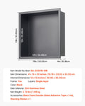 Shower Niche 33x33x10.2cm Recessed Stainless Steel Black Waterproof