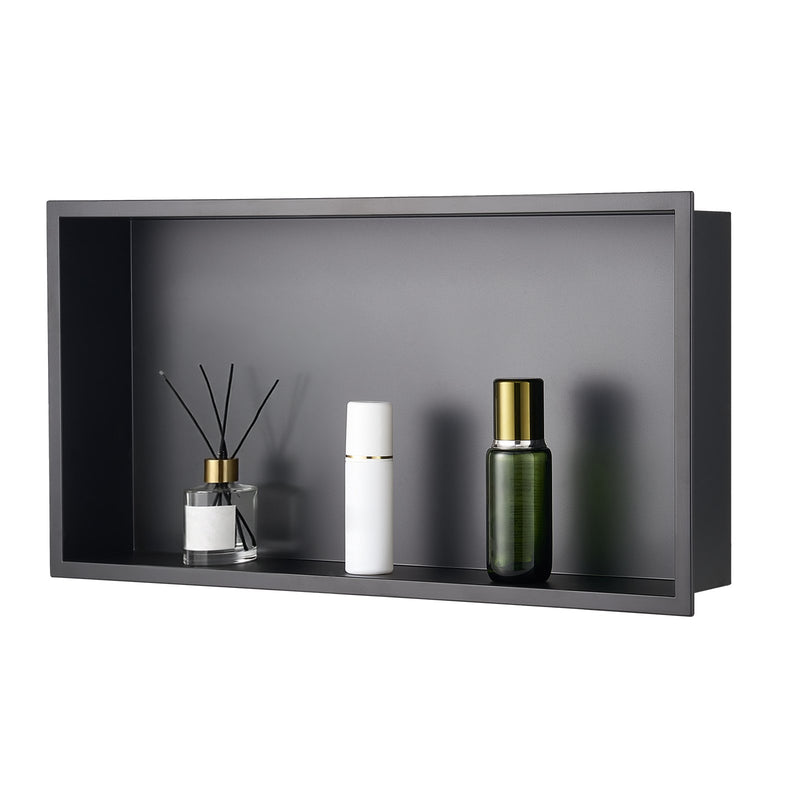 Shower Niche 33x63.5x10.2cm Recessed Stainless Steel Black Waterproof