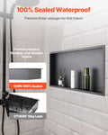 Shower Niche 33x63.5x10.2cm Recessed Stainless Steel Black Waterproof