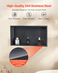 Shower Niche 33x63.5x10.2cm Recessed Stainless Steel Black Waterproof