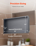 Shower Niche 33x63.5x10.2cm Recessed Stainless Steel Black Waterproof