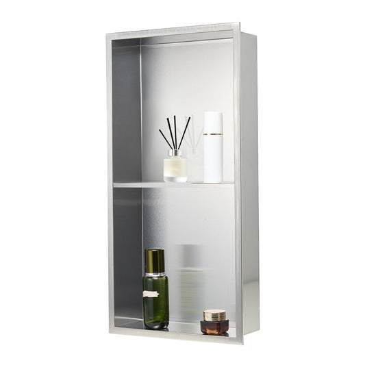 Shower Niche 33x63.5x10.2cm Recessed Stainless Steel Shampoo Storage