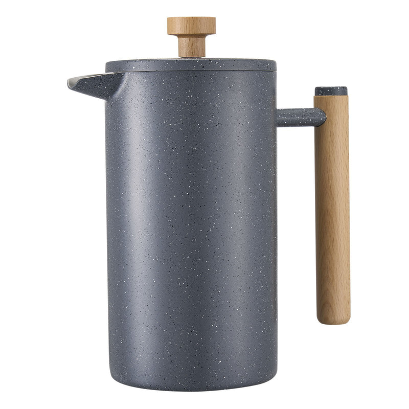 French Press Coffee Maker 1L Stainless Steel Double Wall Black