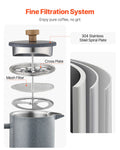 French Press Coffee Maker 1L Stainless Steel Double Wall Black