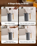 French Press Coffee Maker 1L Stainless Steel Double Wall Black