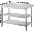 Stainless Steel Prep Table 1520x450x855mm 2 Shelf Commercial