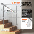 Handrail Outdoor Steps 39.4in 2 Crossbars Porch Deck