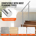Handrail Outdoor Steps 39.4in 2 Crossbars Porch Deck