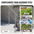 Handrail Outdoor Steps 39.4in 2 Crossbars Porch Deck
