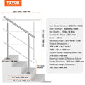 Handrail Outdoor Steps 39.4in 2 Crossbars Porch Deck