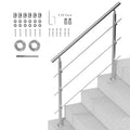 Handrail Outdoor Steps 47.2in 3 Crossbars Porch Deck Stair