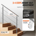 Handrail Outdoor Steps 47.2in 3 Crossbars Porch Deck Stair