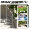 Handrail Outdoor Steps 47.2in 3 Crossbars Porch Deck Stair
