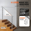 Outdoor Staircase Handrail 59in 5 Crossbars Porch Deck Steps