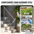Outdoor Staircase Handrail 59in 5 Crossbars Porch Deck Steps