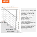 Outdoor Staircase Handrail 59in 5 Crossbars Porch Deck Steps