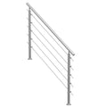Outdoor Staircase Handrail 59in 5 Crossbars Porch Deck Steps