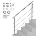Handrail 59in 3 Crossbars Stainless Steel Outdoor Steps Deck Porch