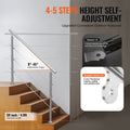Handrail 59in 3 Crossbars Stainless Steel Outdoor Steps Deck Porch