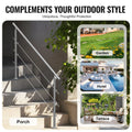 Handrail 59in 3 Crossbars Stainless Steel Outdoor Steps Deck Porch